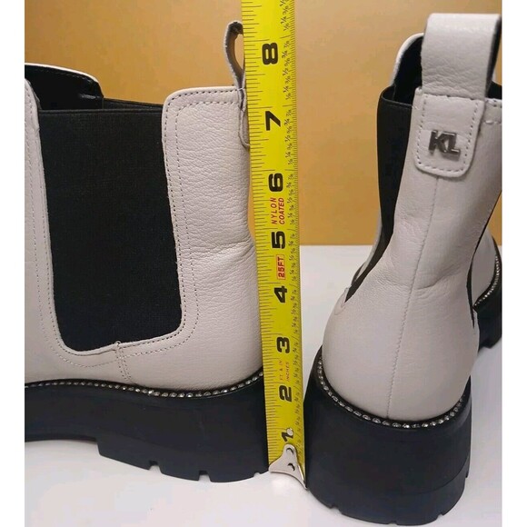 Karl Lagerfeld Sz 10 Paris Mayde Chunky Chelsea Boots Lug Sole With Rhinestones - Picture 15 of 16
